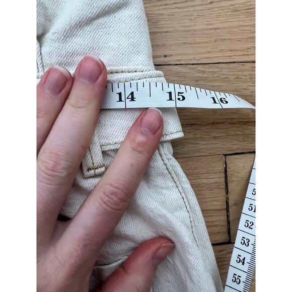 Free People Women 6 Mini Skirt Splendor In The Grass Tie Waist Linen Denim White - Picture 11 of 14